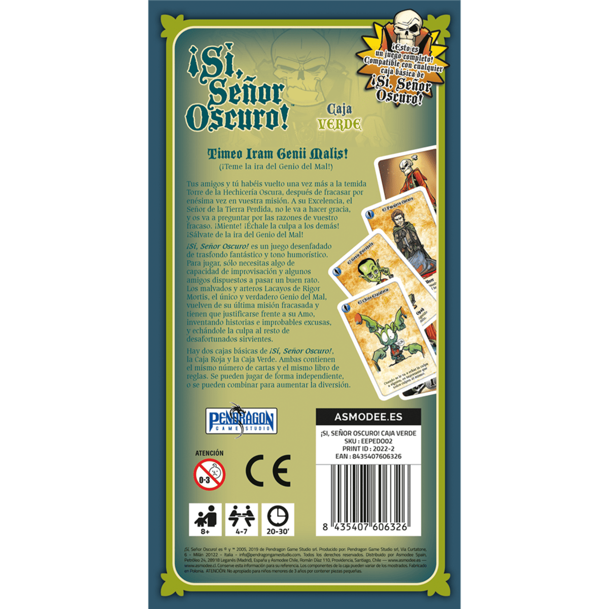 ¡Sí, Señor Oscuro! Caja Verde - Juegos de mesa - Adani Store