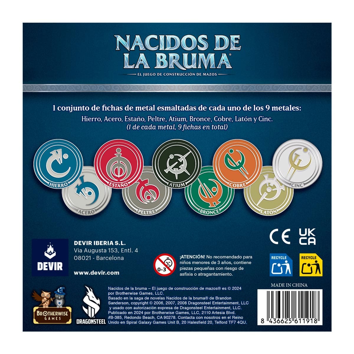 Nacidos de la Bruma: Fichas de Metal - Juegos de Mesa - Adani Store