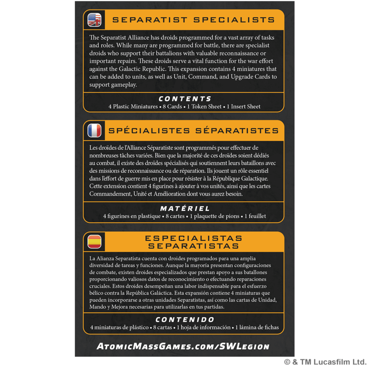 Star Wars Legión: Separatist Specialists