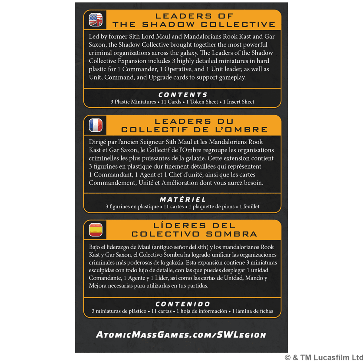Star Wars Legión: Leaders of the Shadow Collective